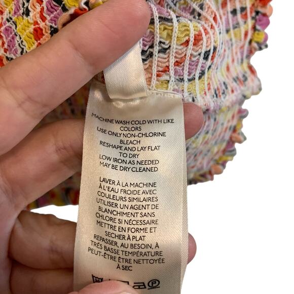 Maeve Retro Orange and Red Smocked Sleeveless Sweetheart Top - Picture 7 of 8